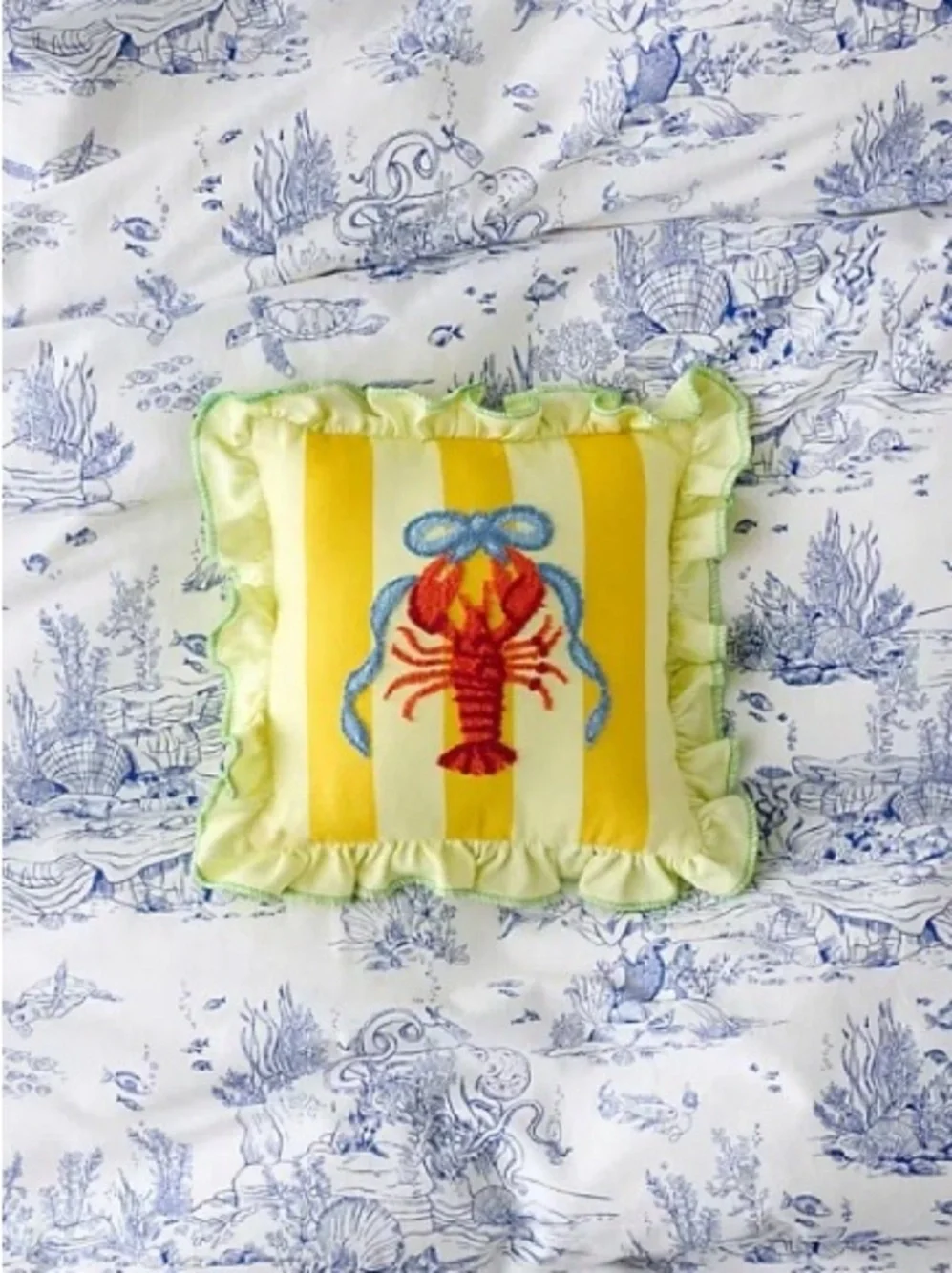 Urban Outfitters Palm B*tch Tufted Striped Ruffle Mini Throw Pillow